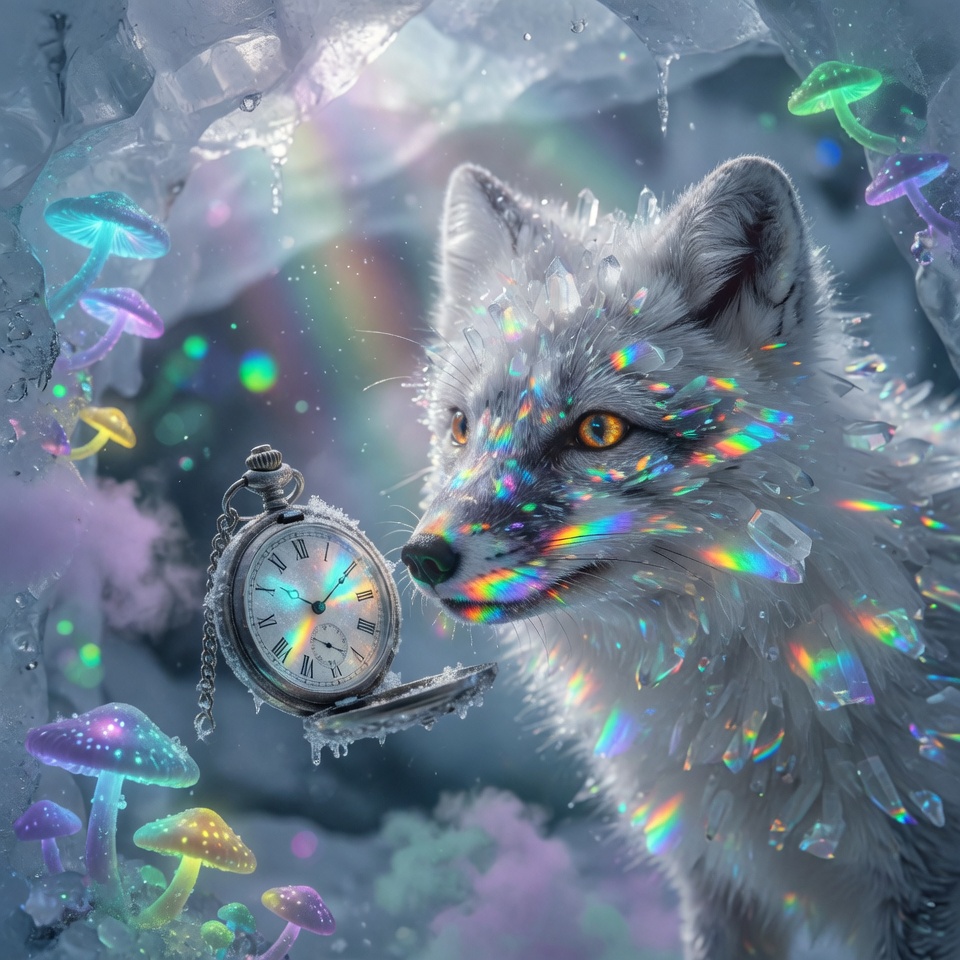 AI generated image: crystalline arctic fox